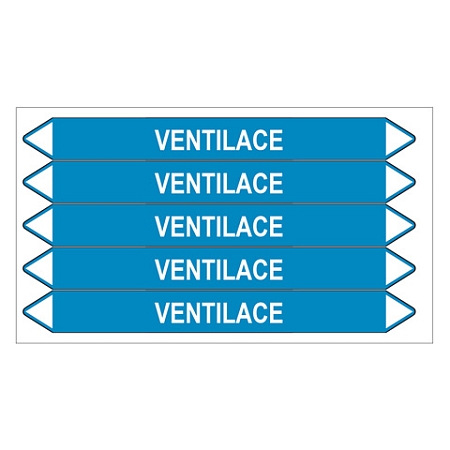 Značení potrubí, ventilace,5 ks, 150 × 12 mm